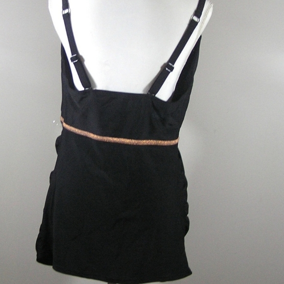 Rose Gold Strappy Swim Tankini Top with Built-In Plunge Bra | Cacique size 44DDD - Picture 6 of 6